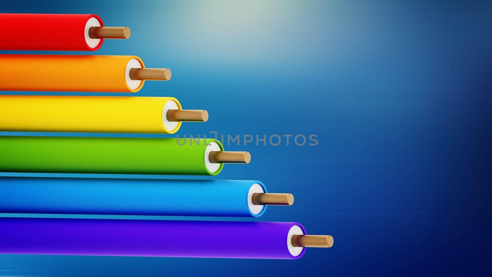Electric cables isolated on white background. 3D illustration.