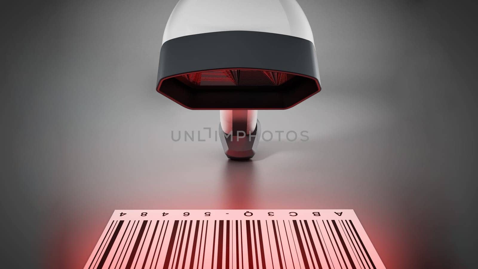 Generic barcode scanner scanning a barcode. 3D illustration.