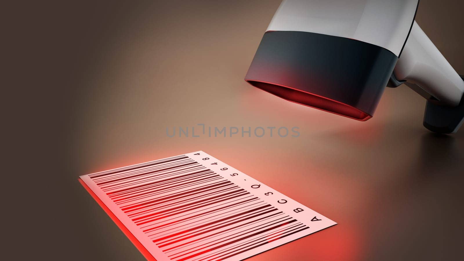 Generic barcode scanner scanning a barcode. 3D illustration.