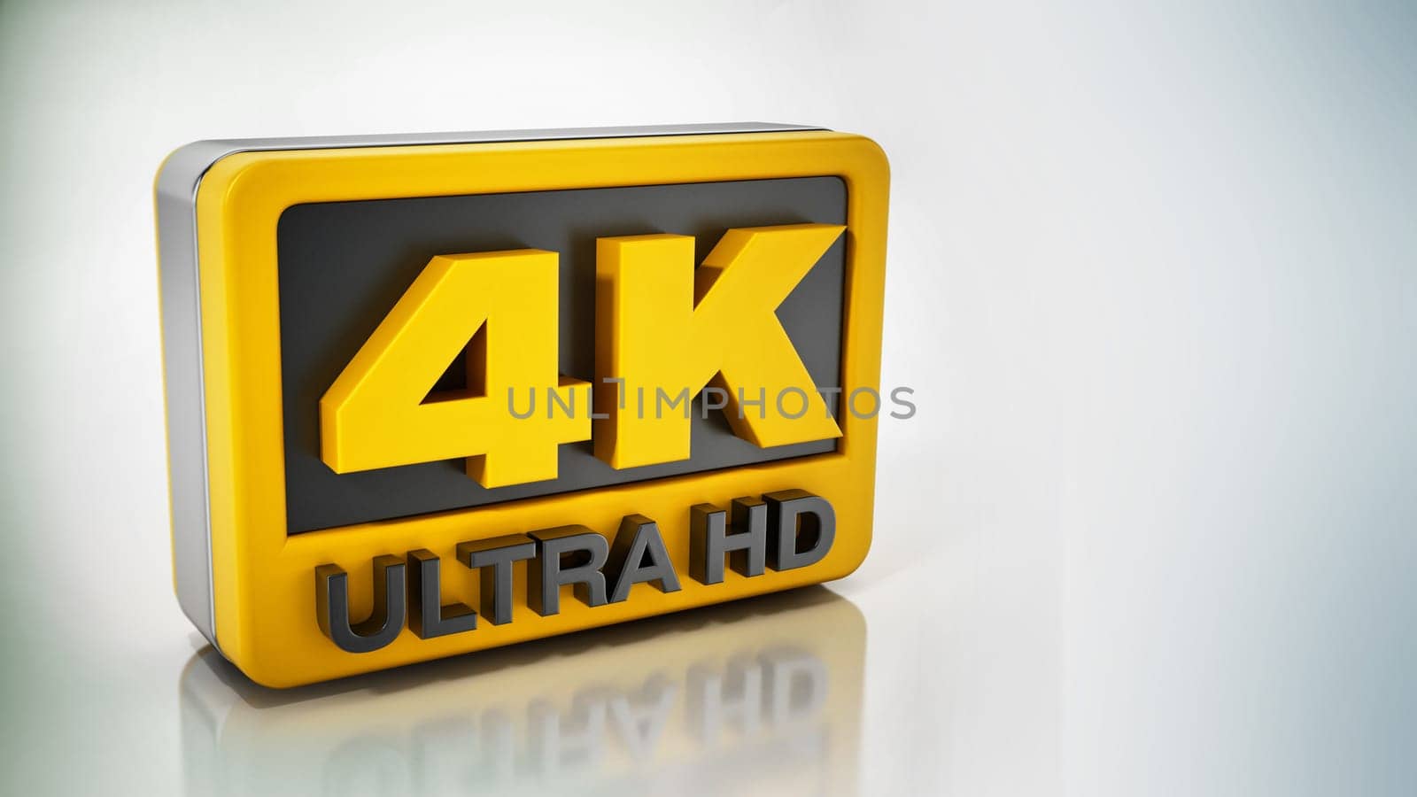4K ultra HD icon isolated on white background. 3D illustration.
