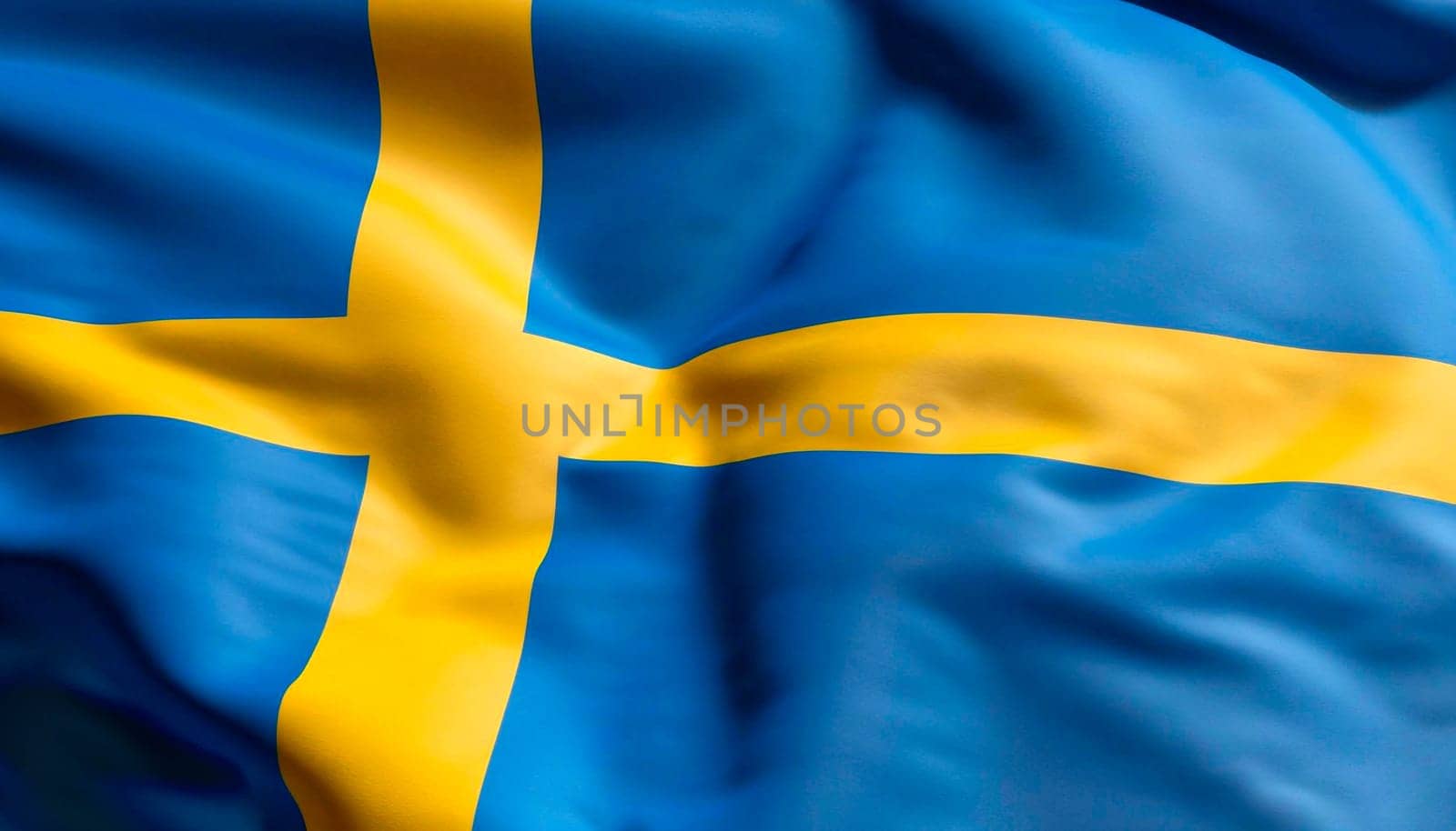 Waving national flag of Sweden