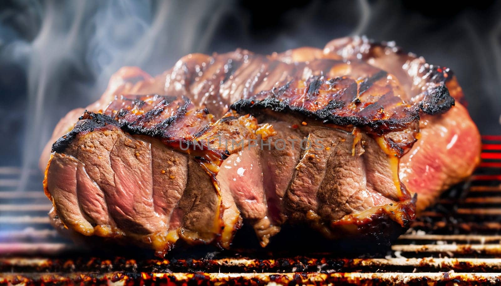 pieces of meat strung on skewers are grilled on coals. High quality photo