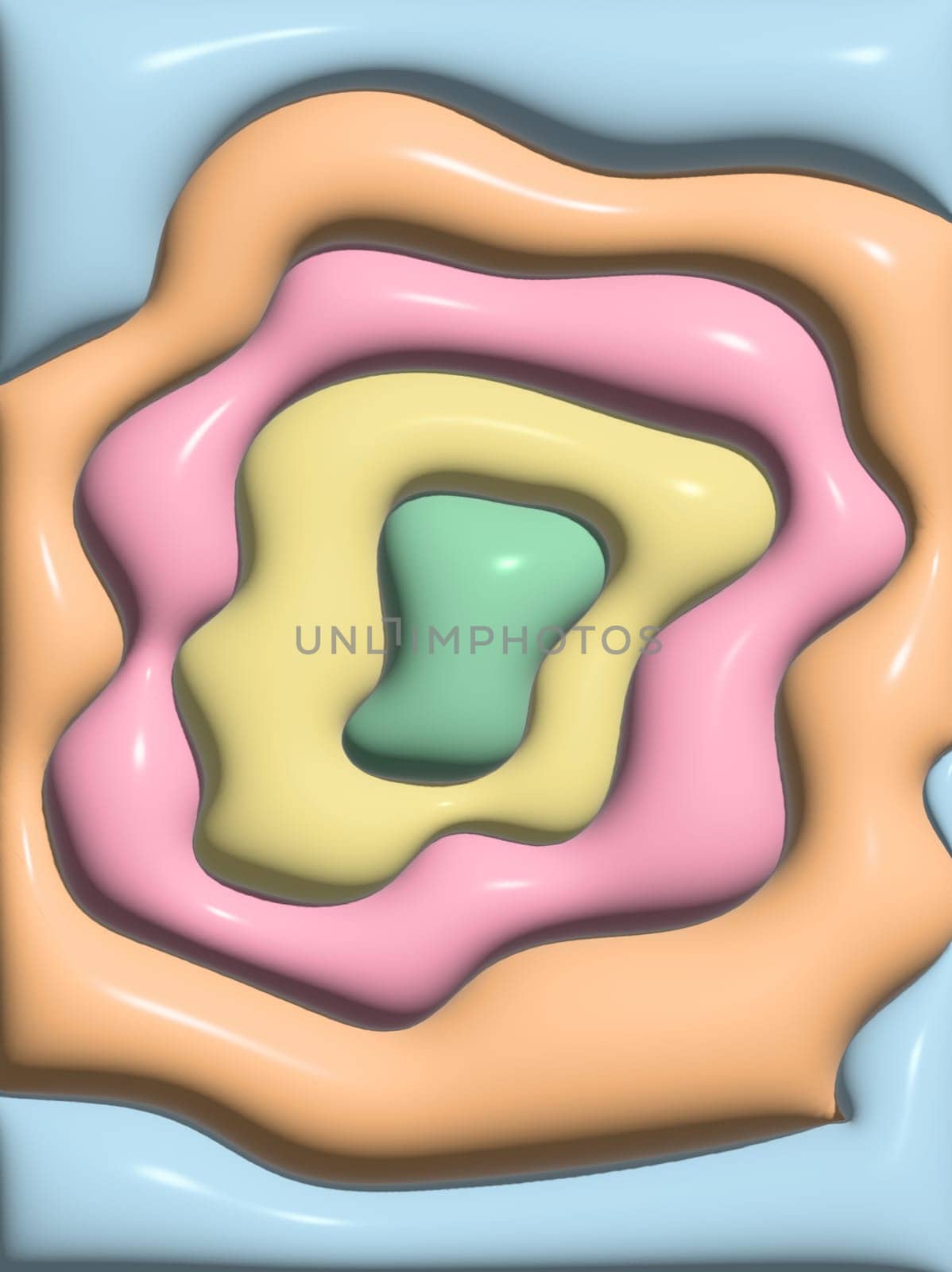 Abstract background with inflated figures, 3D rendering illustration