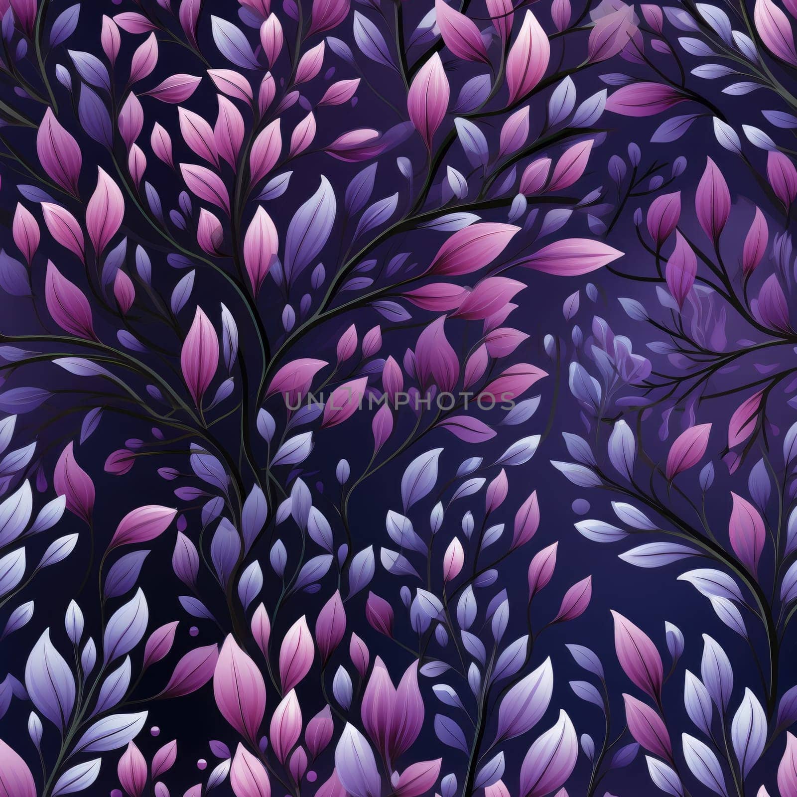 Watercolor seamless pattern with twigs and leaves. Botanical pattern for fabrics. Generative AI