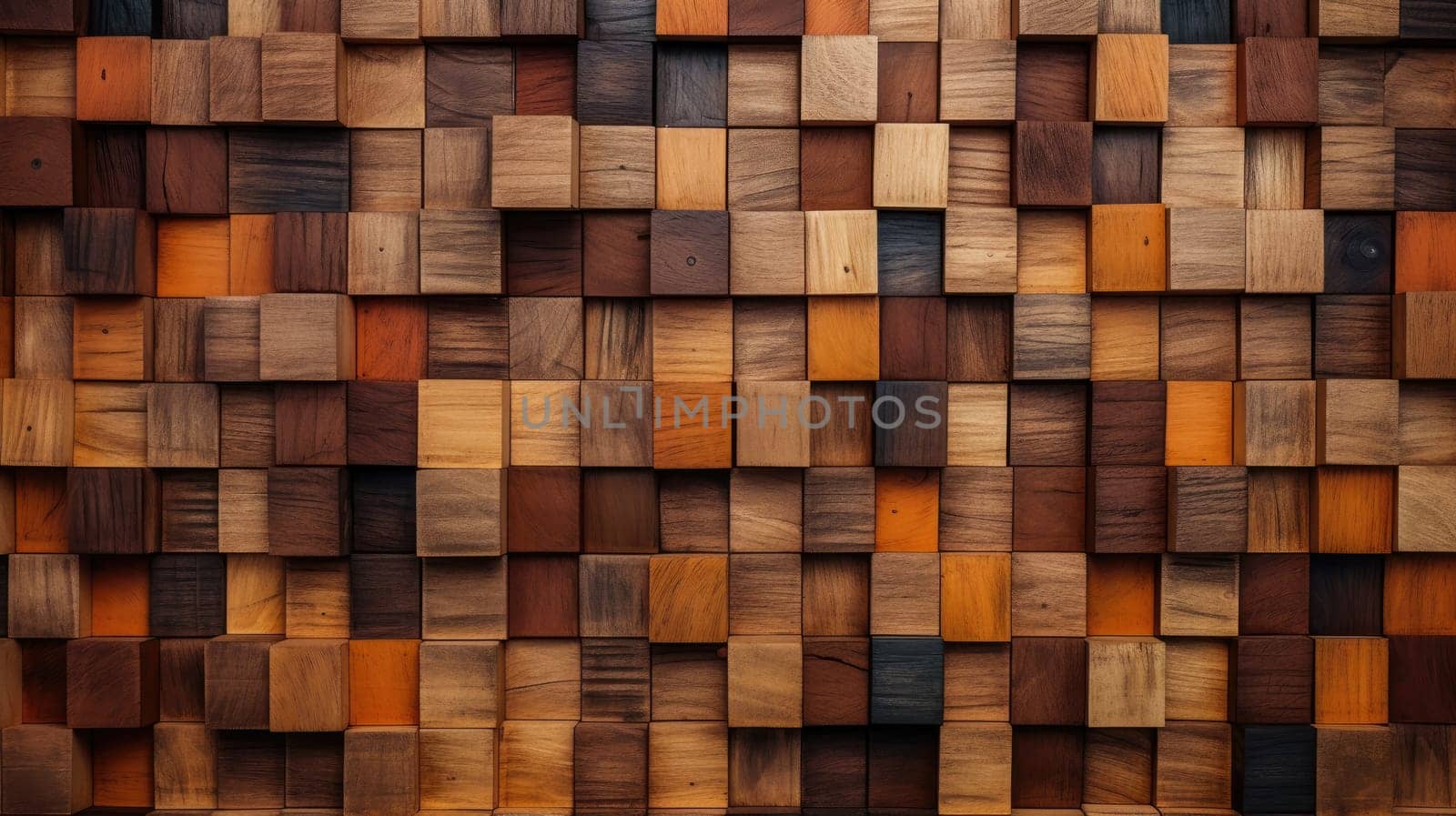 Abstract block stack wooden 3d cubes, rustic wood texture for backdrop. Generative AI