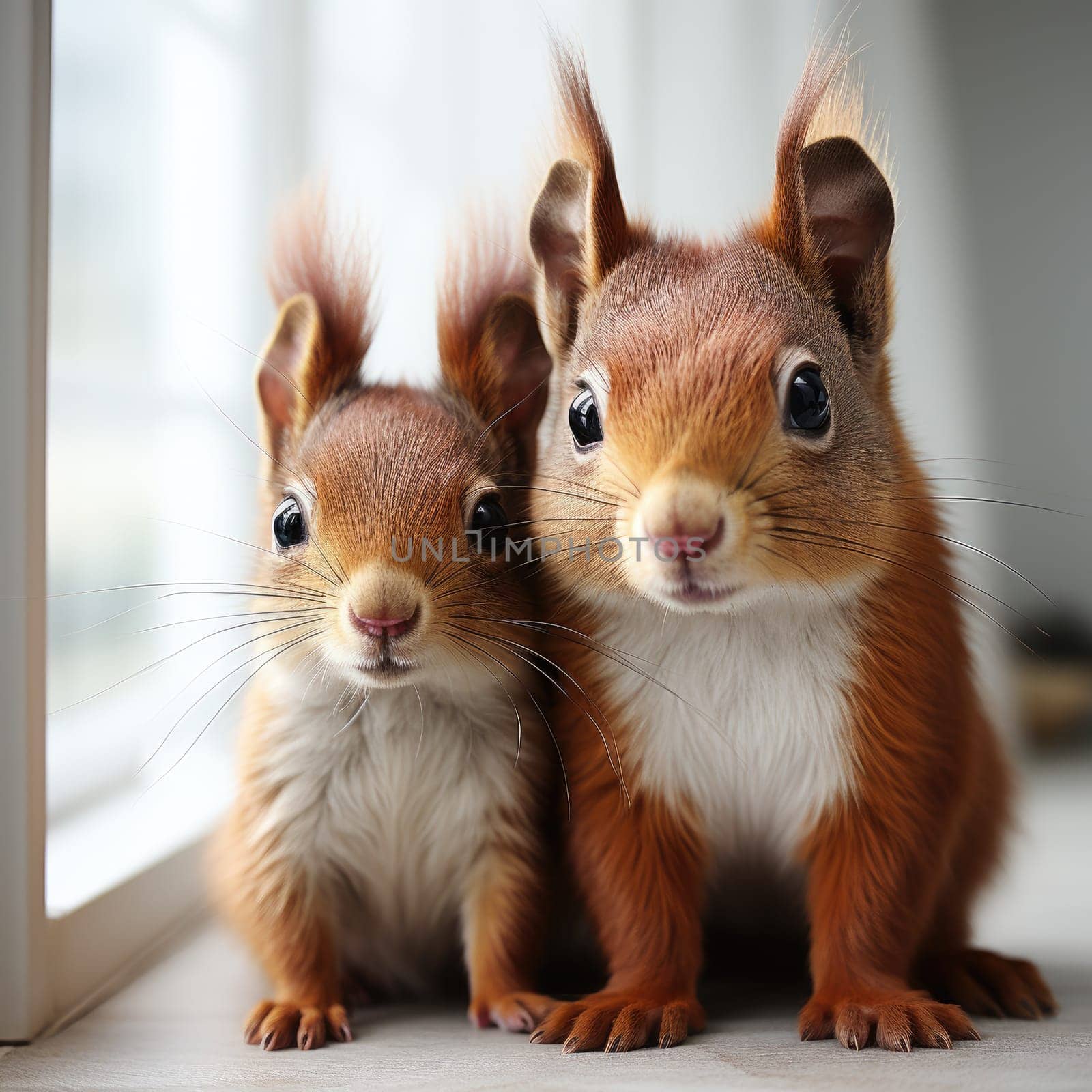 Squirrel and baby squirrel. Generative AI