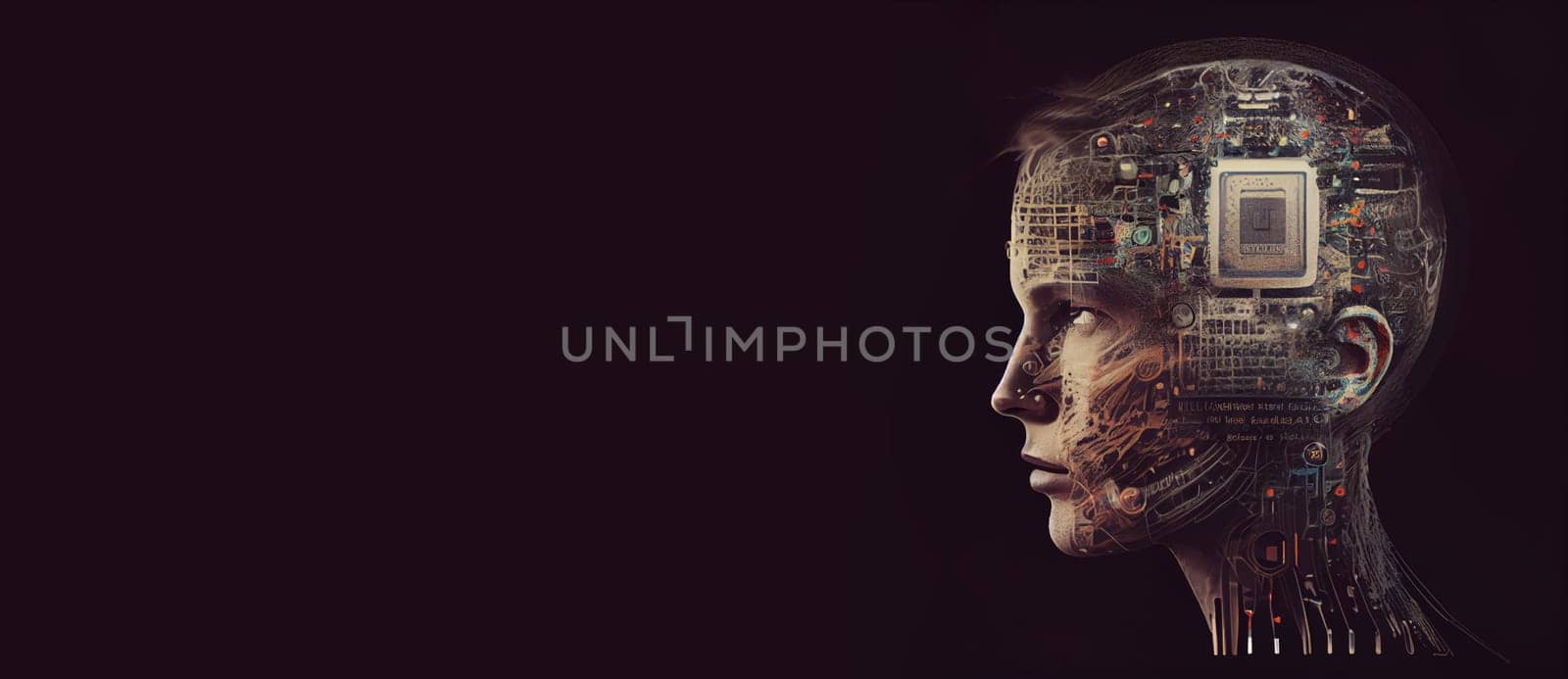 Cyborg woman, artificial intelligence robot, futuristic technology, humanoid science, generative AI