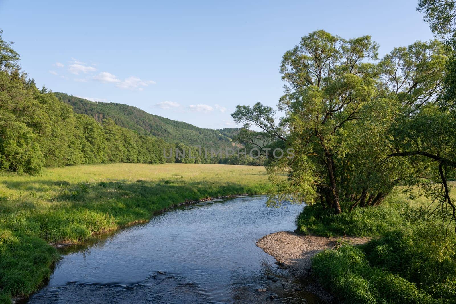 The Eder - A river in Germany in a green landscape