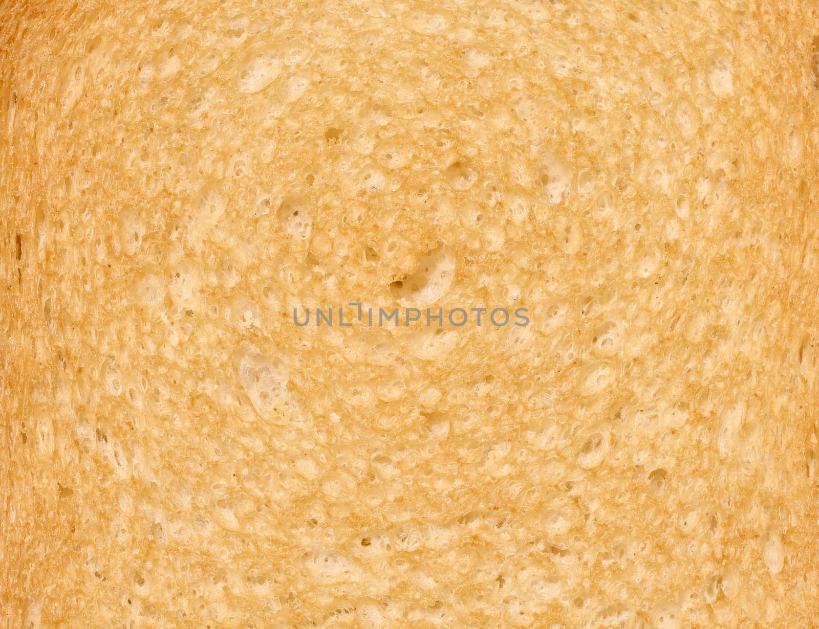 Texture of white slice of toasted bread, close up