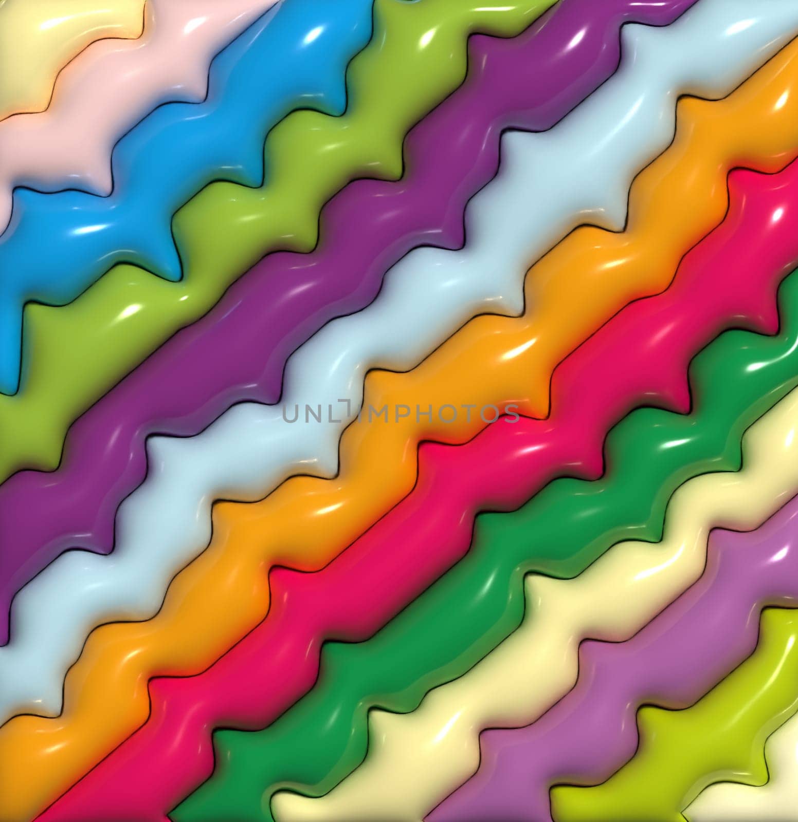 Abstract inflated colorful lines, 3D rendering illustration