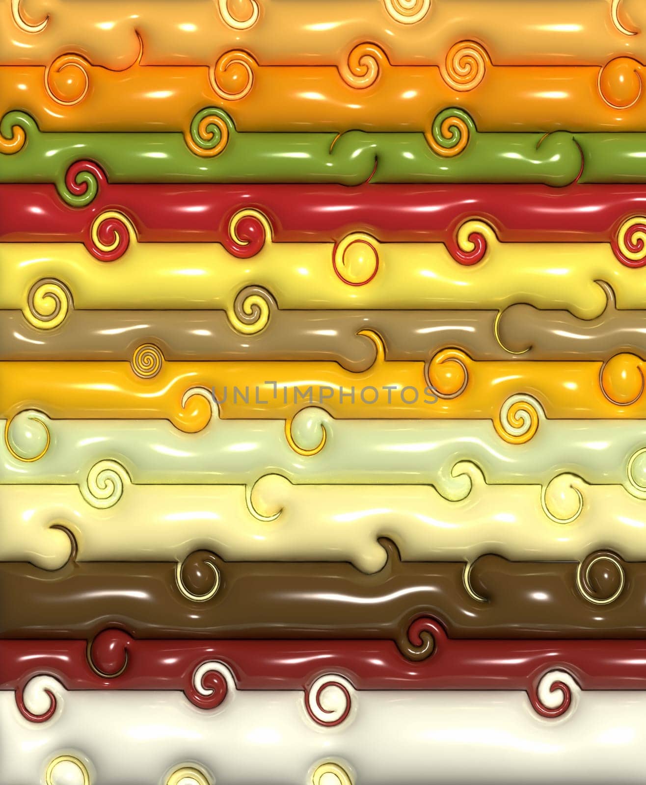 Abstract inflated swirling lines, 3D rendering illustration
