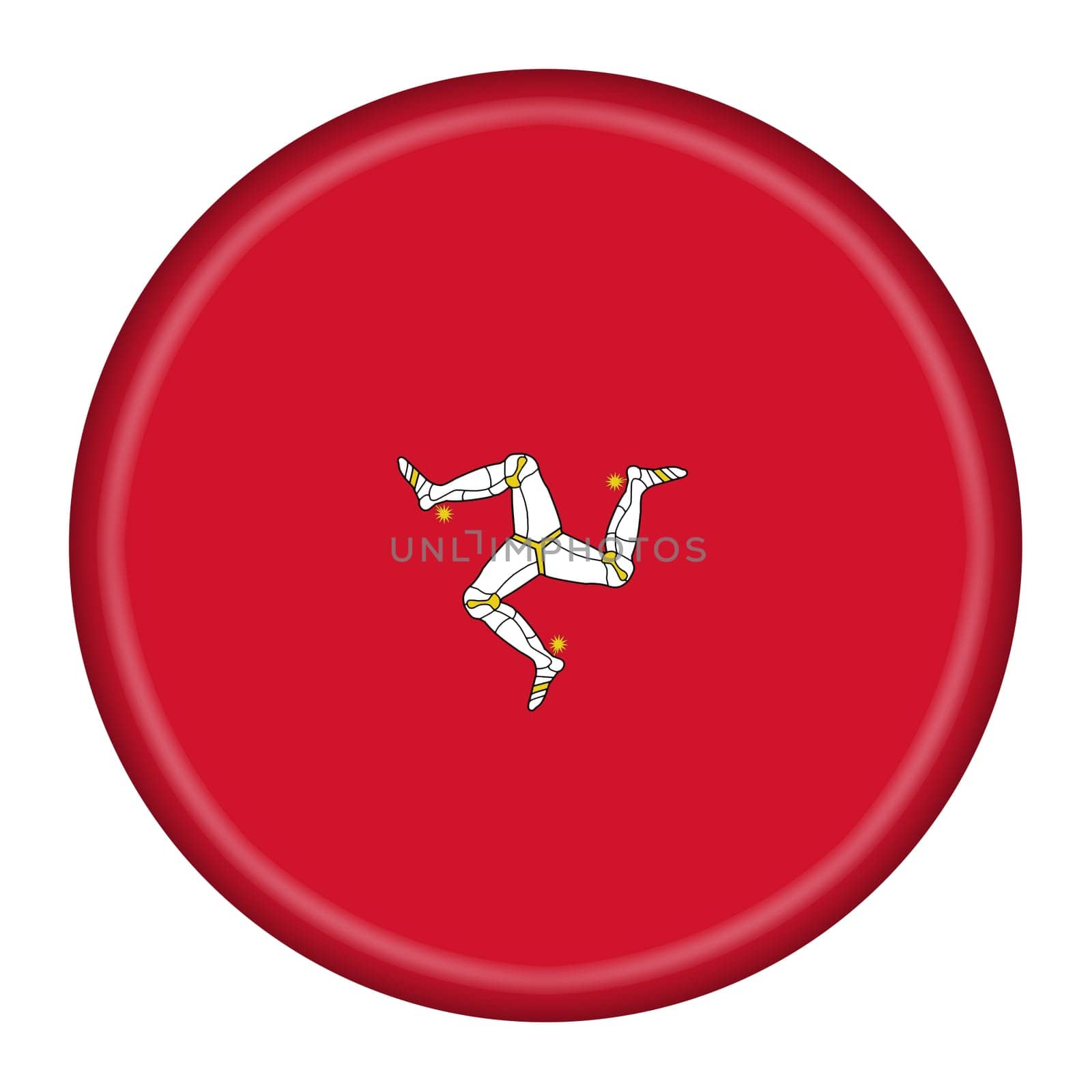 An Isle of Man flag button 3d illustration with clipping path