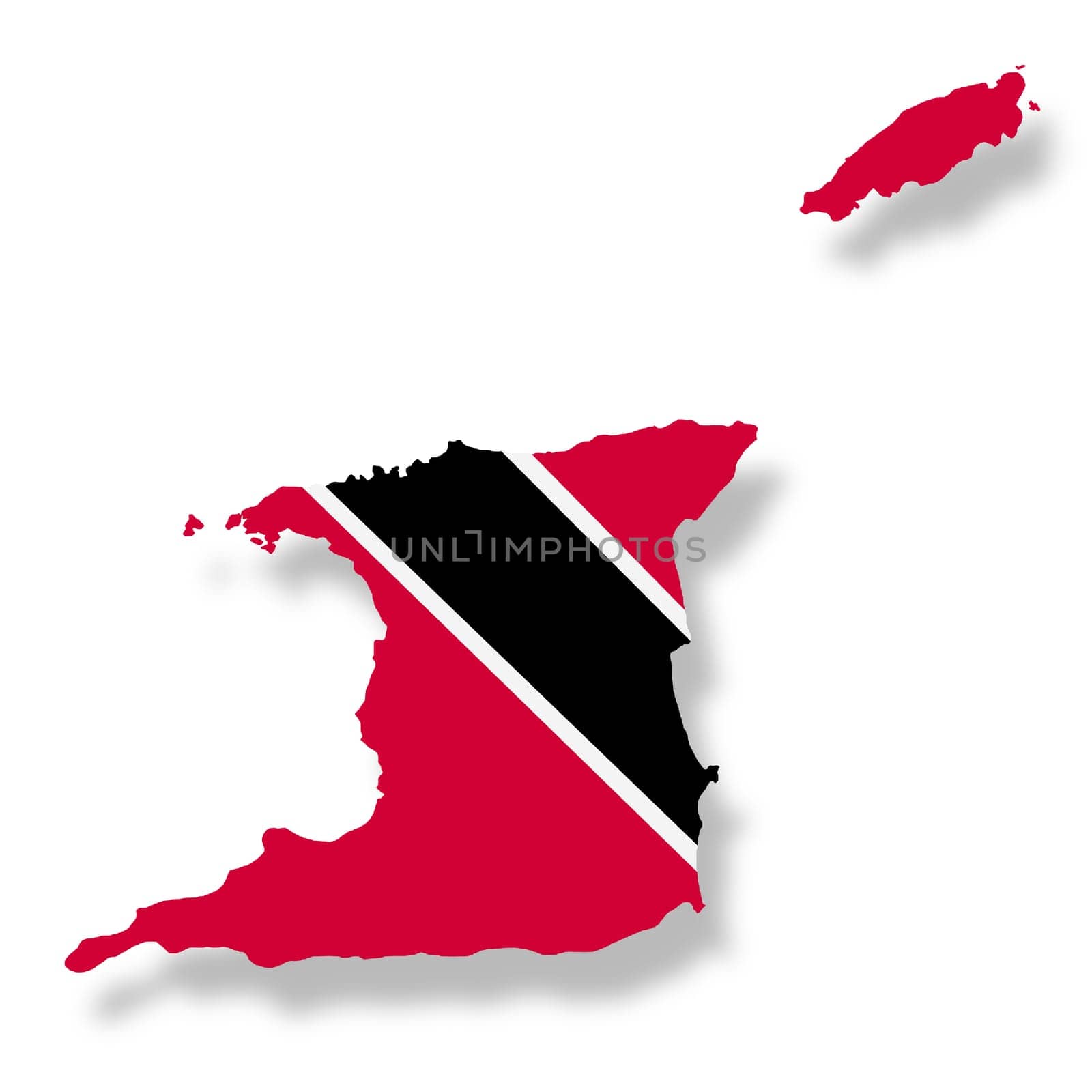 A Trinidad and Tobago flag map on white background with clipping path 3d illustration