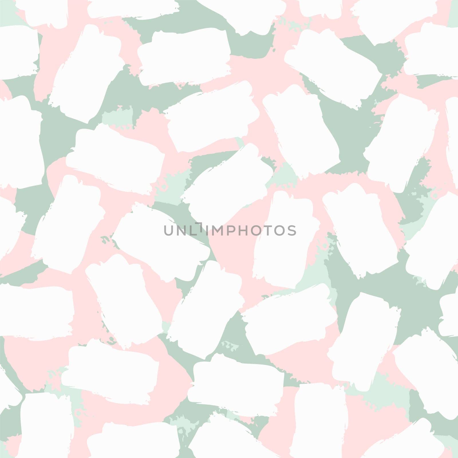Vector multicolor seamless pattern from pink, white, green blots. Free form abstract spots.