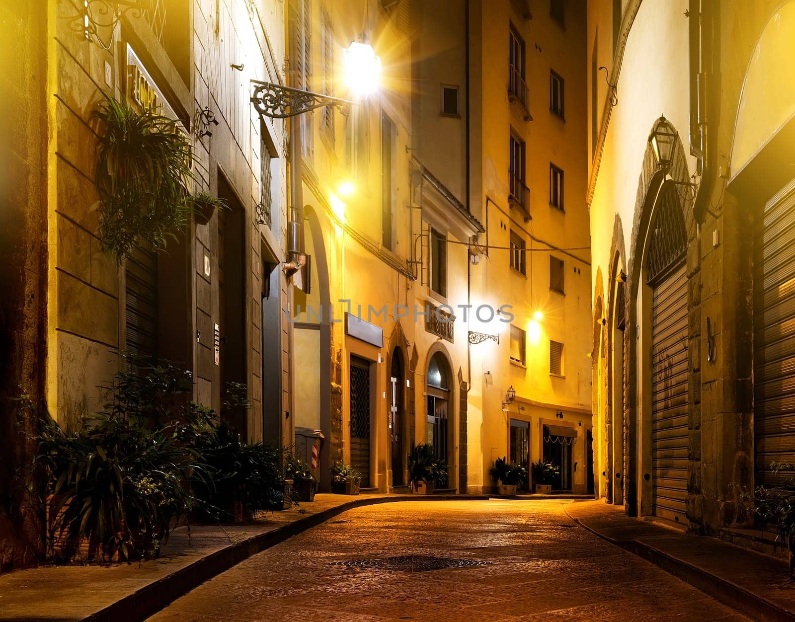 Small beautiful street of Florence at night
