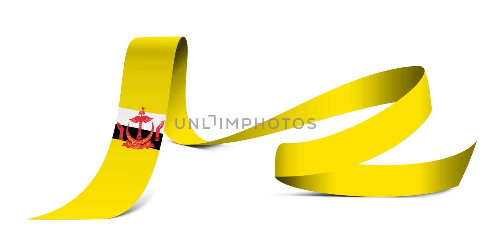 3D illustration. Flag of Brunei on a fabric ribbon background.