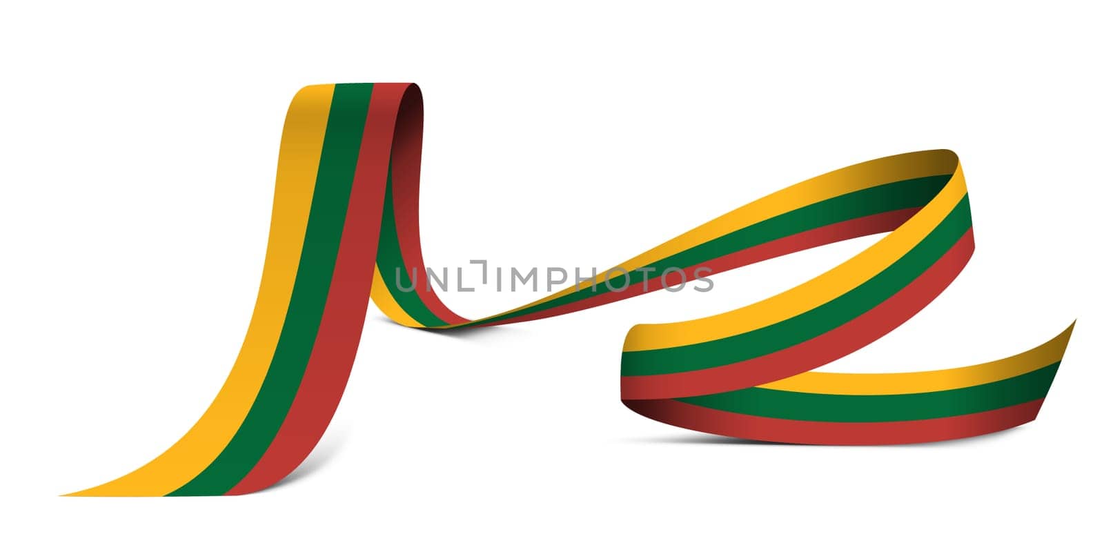 3D illustration. Flag of Lithuania on a fabric ribbon background.
