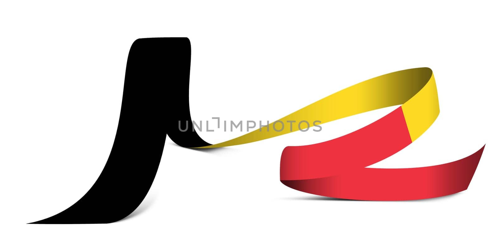 3D illustration. Flag of Belgium on a fabric ribbon background.