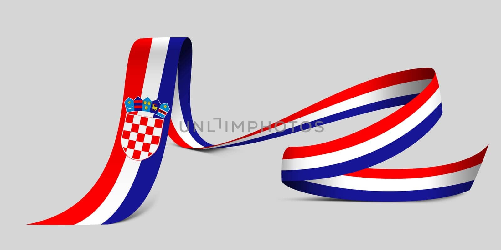 3D illustration. Flag of Croatia on a fabric ribbon background.
