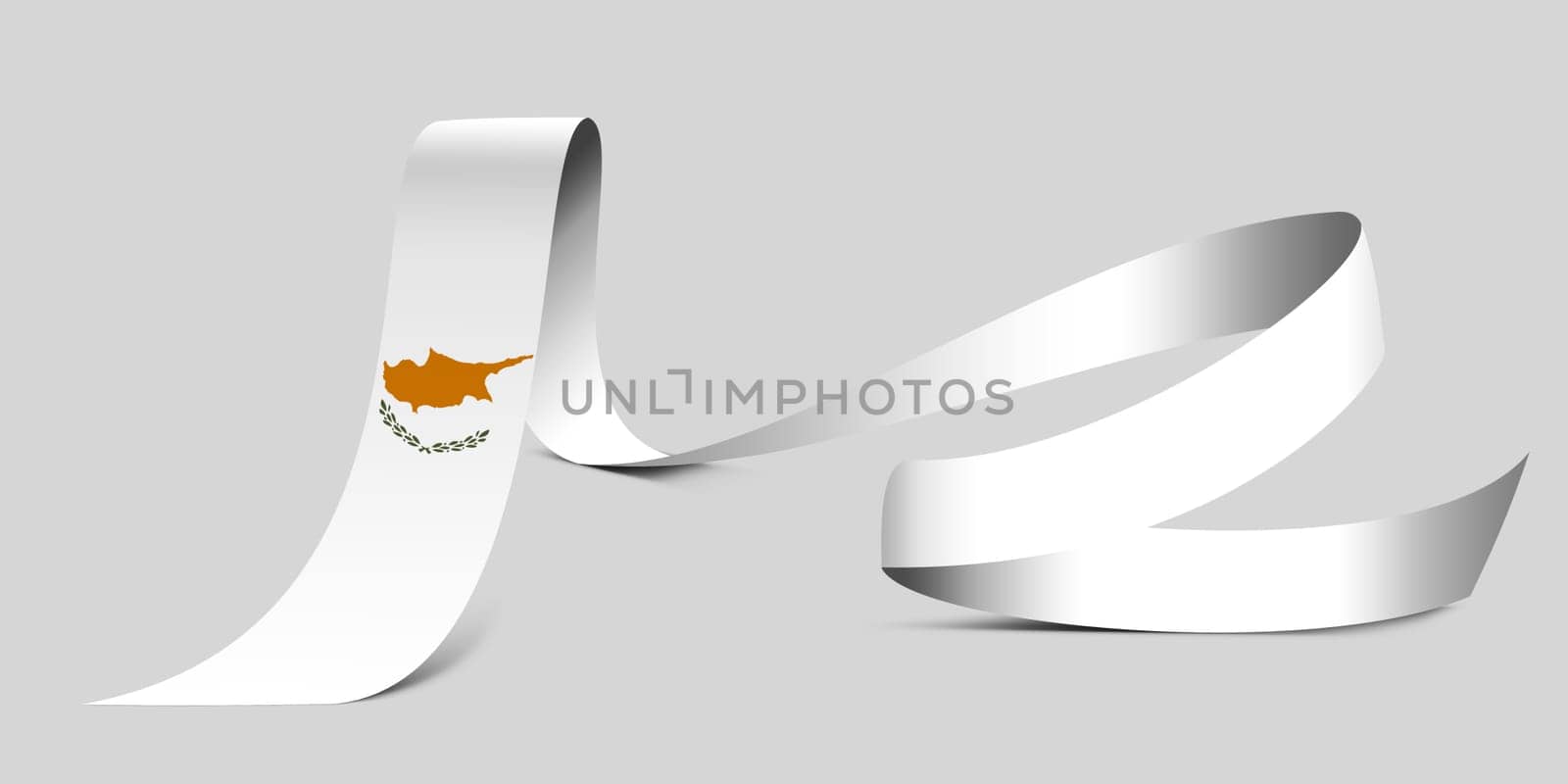 3D illustration. Flag of Cyprus on a fabric ribbon background.