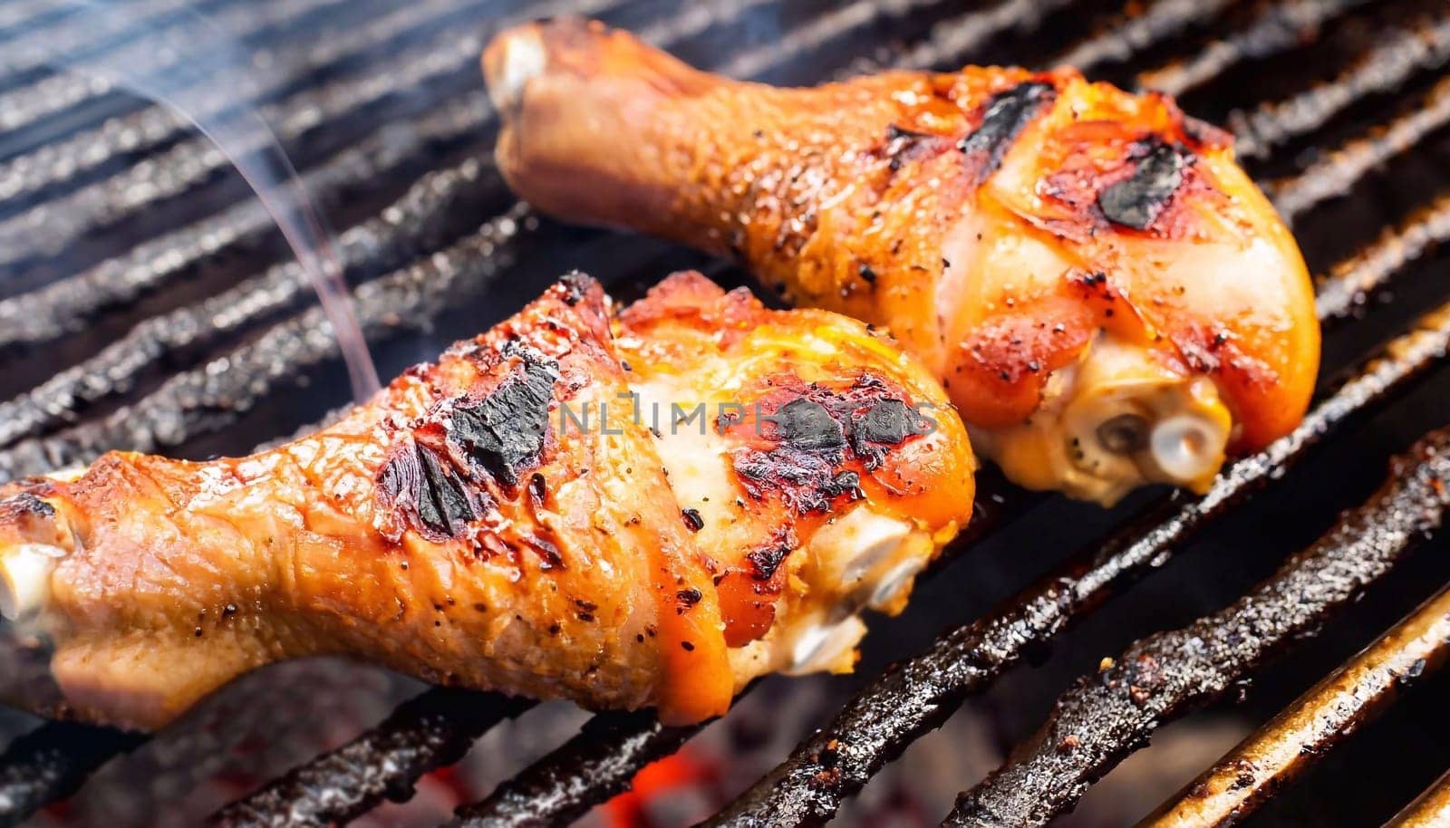 Grilled chicken Legs on the grill