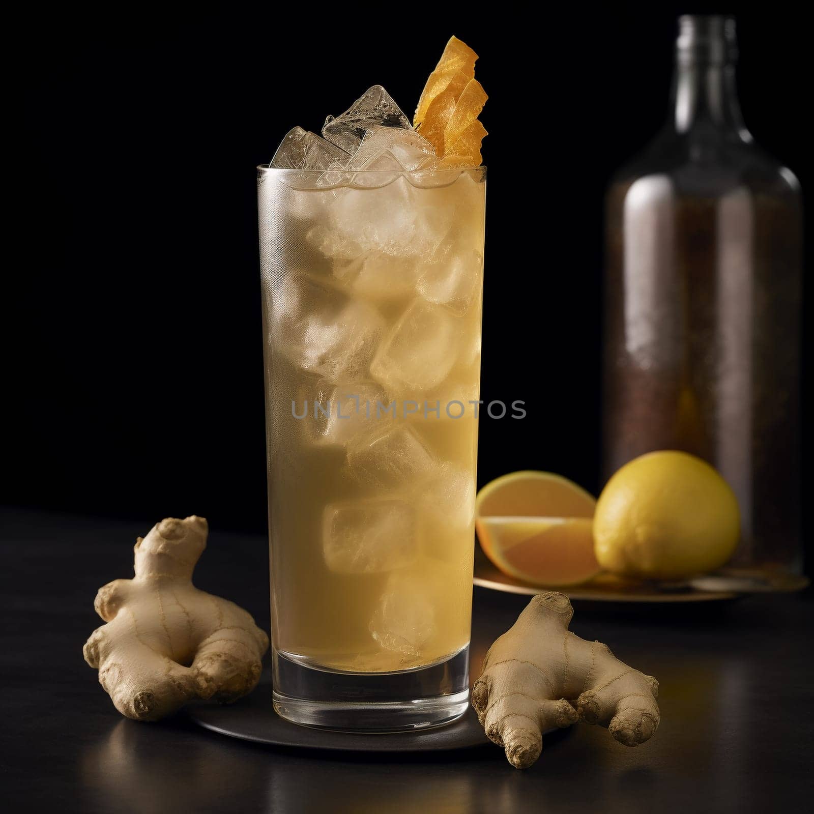 This refreshing drink is made from a blend of ginger, sugar, and water, creating a spicy yet sweet flavor. Served over ice and garnished with fresh ginger, this drink is both visually appealing and delicious. The aroma is warm and spicy, adding to the overall sensory experience.
