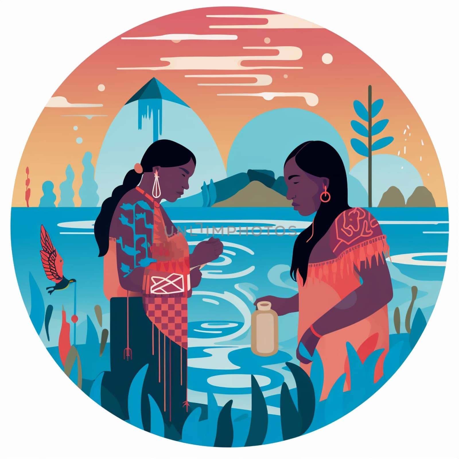 This image depicts an indigenous community defending their water rights and protecting their water resources from extractive industries or environmental degradation. It highlights the intersection of water conservation and indigenous sovereignty. By showcasing the efforts of indigenous communities to protect their water resources and asserting their rights to self-determination, this image inspires viewers to support indigenous-led movements for water conservation and environmental justice. This image represents the positive impact that indigenous stewardship of water resources can have on promoting sustainability and protecting the environment.