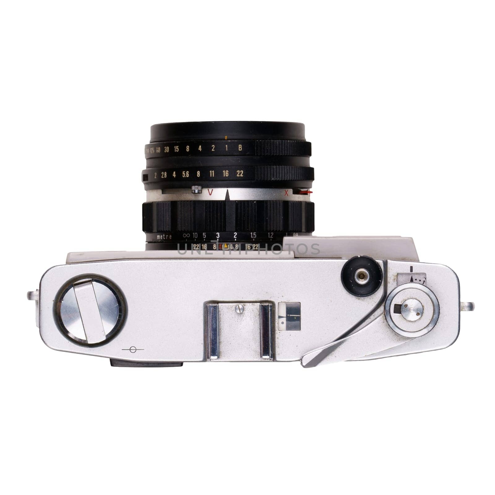 vintage old film camera isolated on white background