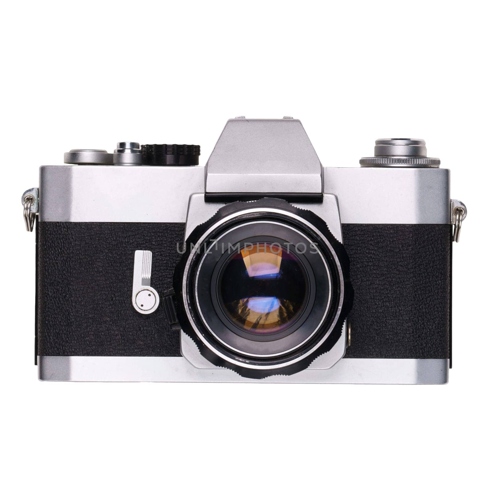 vintage old film camera isolated on white background
