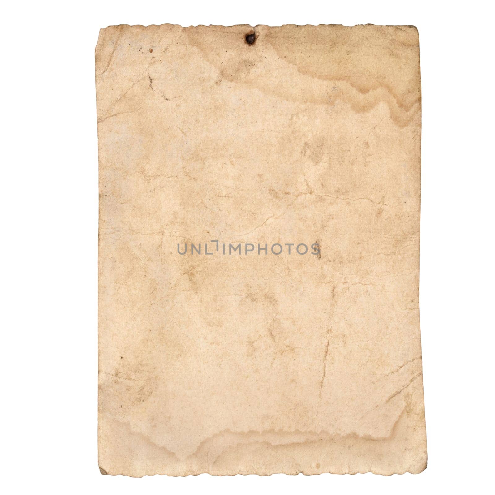 Old vintage paper texture isolated on white background