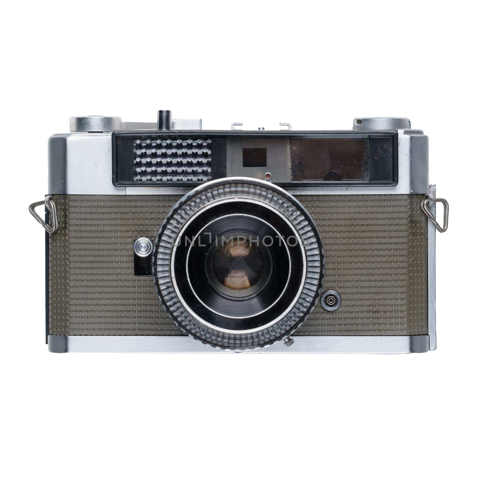 vintage old film camera isolated on white background