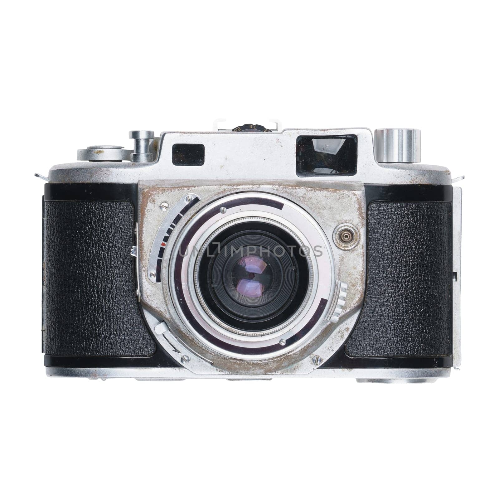 vintage old film camera isolated on white background