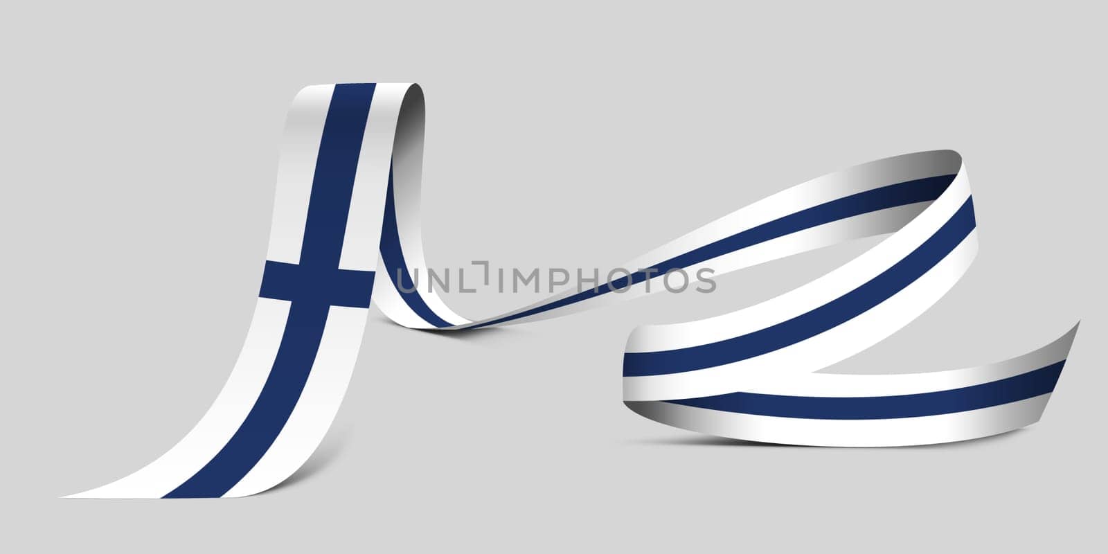 3D illustration. Flag of Finland on a fabric ribbon background.
