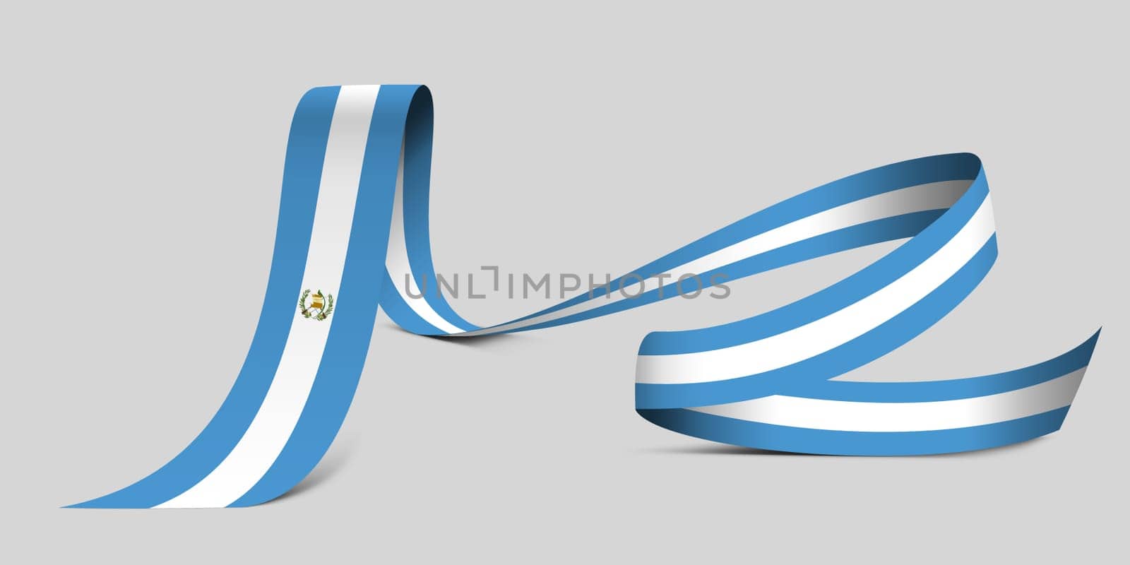3D illustration. Flag of Guatemala on a fabric ribbon background.