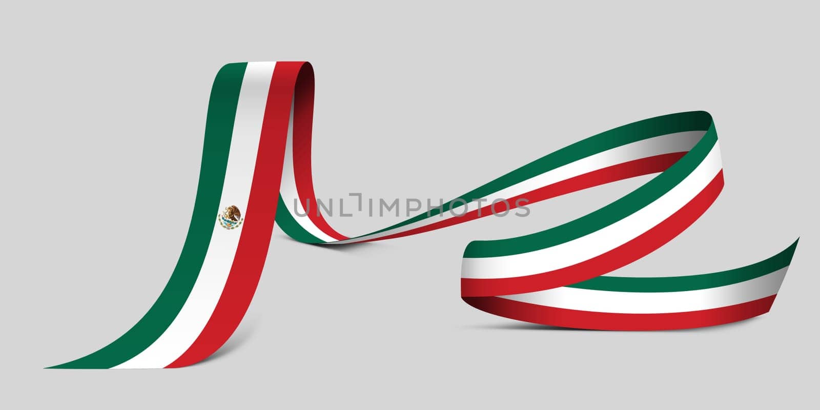 3D illustration. Flag of Mexico on a fabric ribbon background.