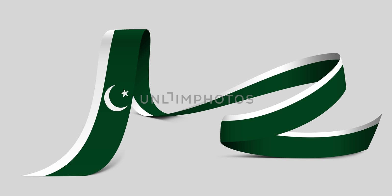 3D illustration. Flag of Pakistan on a fabric ribbon background.