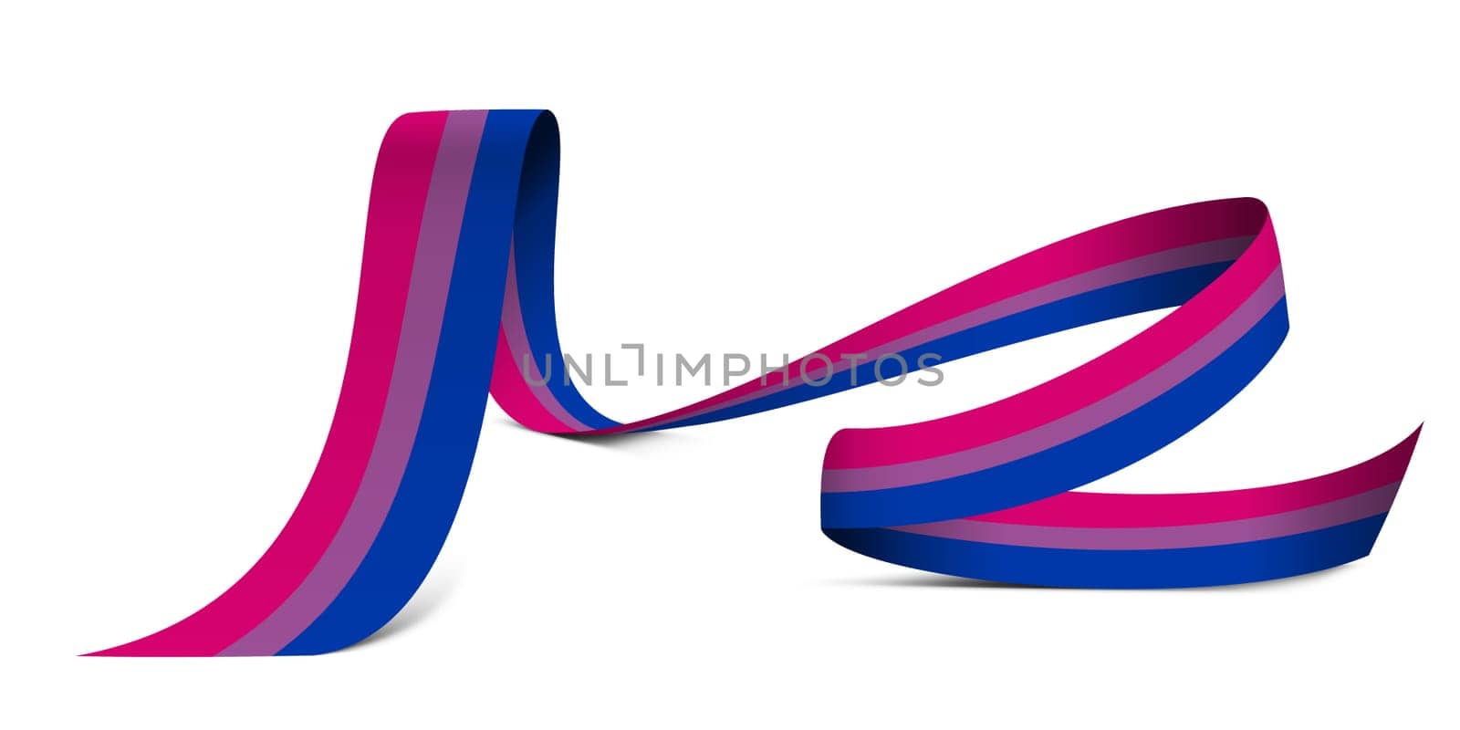 3d illustration Bisexual flag on a fabric ribbon background. Freedom and love concept. Activism, community and freedom Concept.