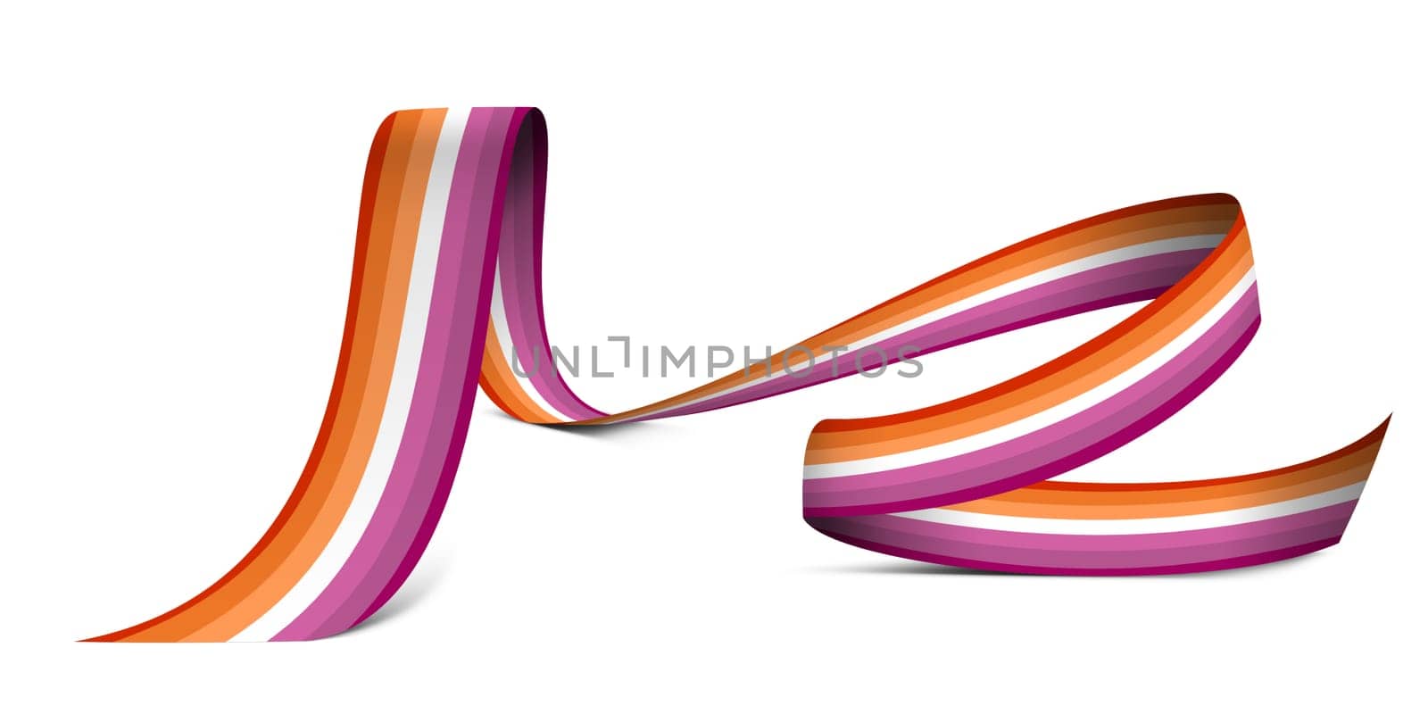 3d illustration Lesbian Pride flag on a fabric ribbon background. Freedom and love concept. Activism, community and freedom Concept.
