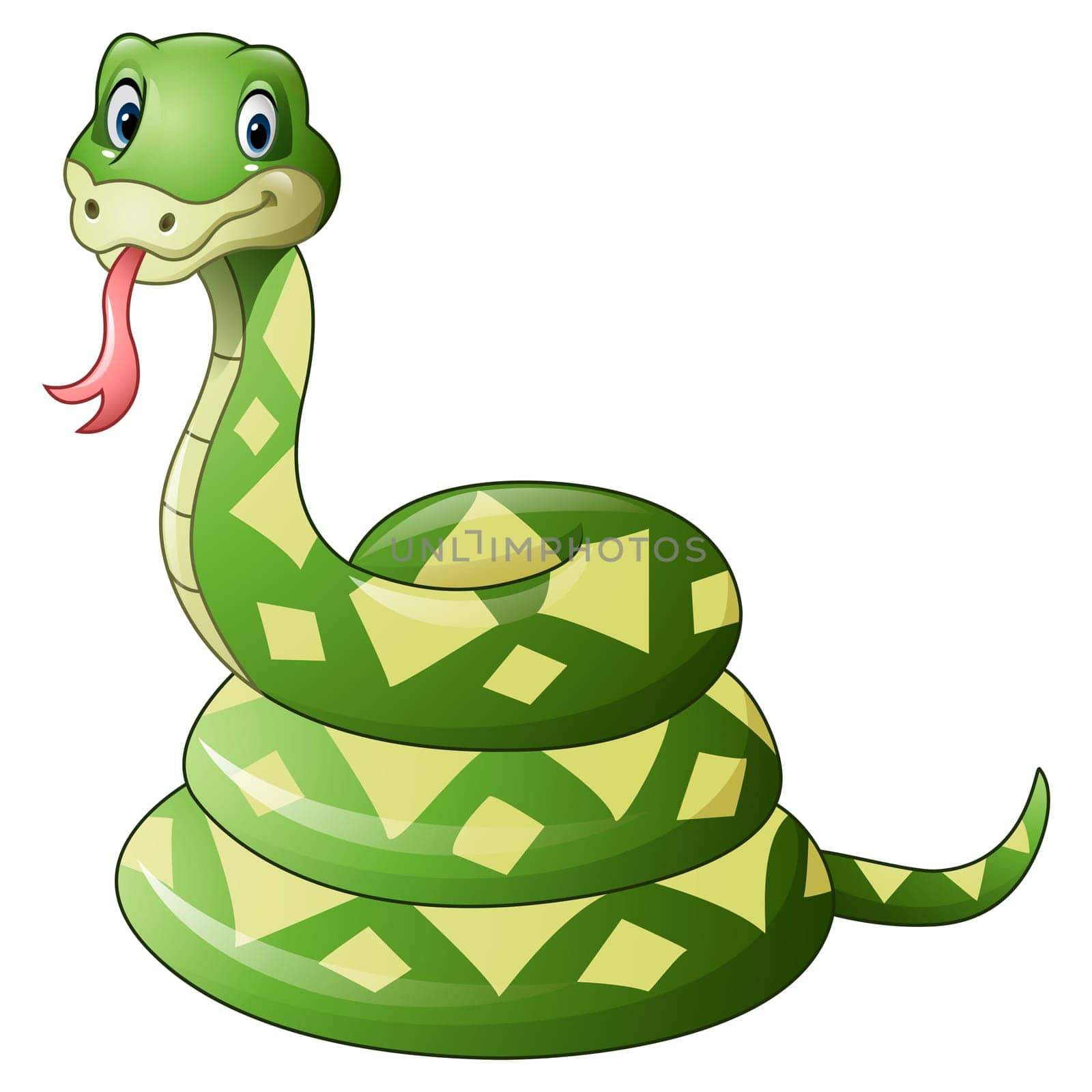 Cute green snake cartoon