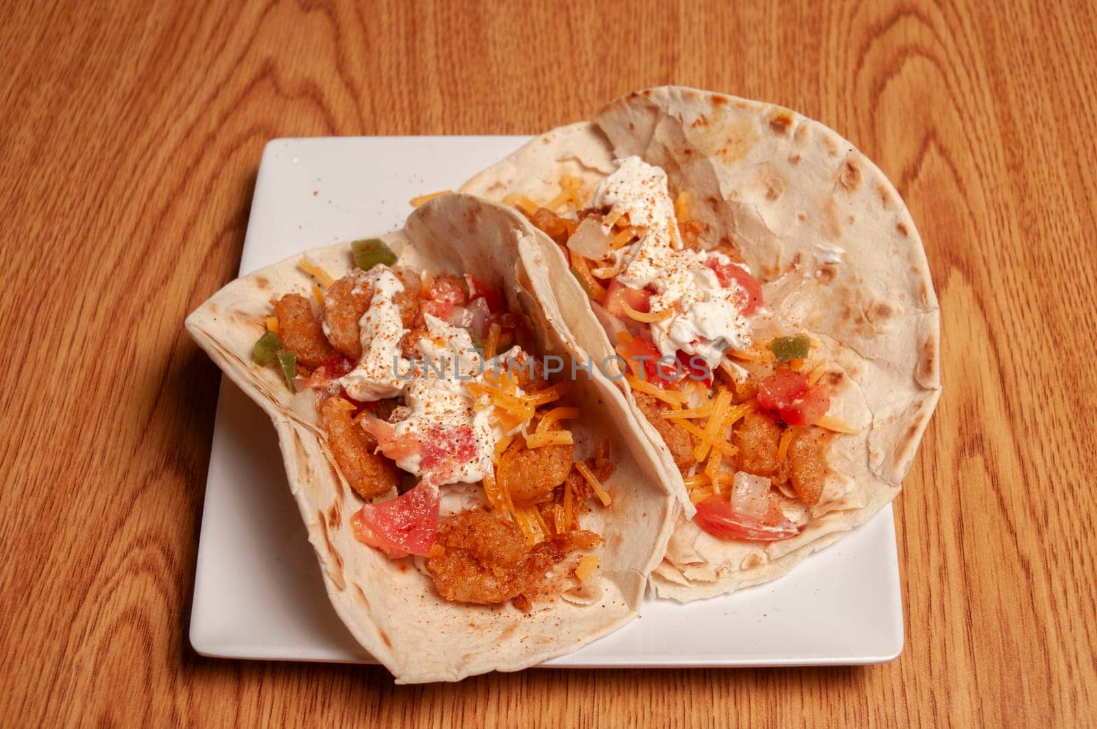 Authentic tex mex mexican cuisine known as a shrimp taco