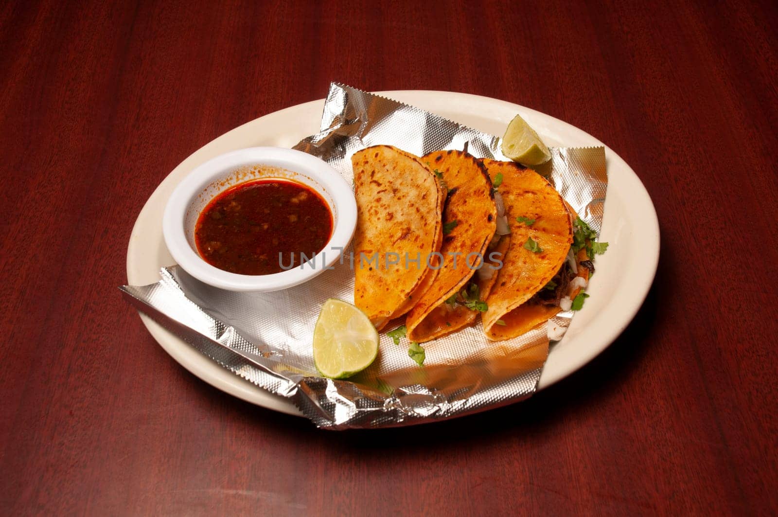 Tasty and traditional mexican dish birria tacos