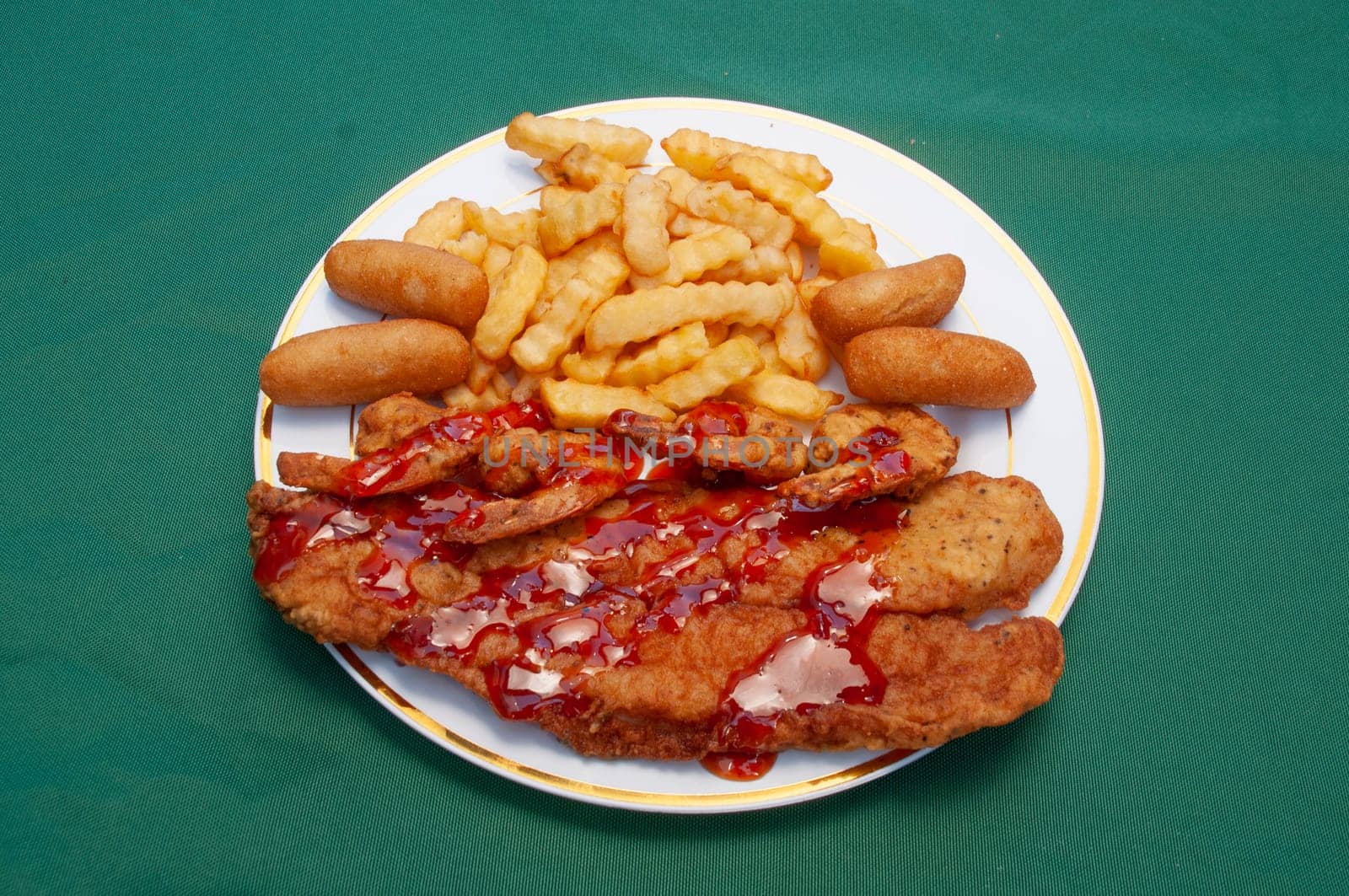 Delicious traditional cuisine known best as fried fish and shrimp