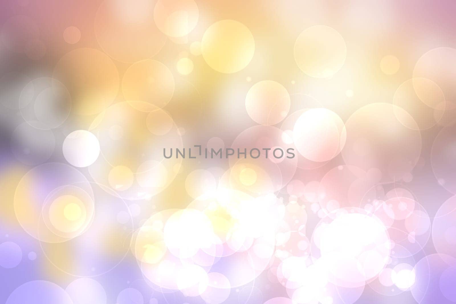 Abstract blurred fresh vivid spring summer light delicate pastel pink blue white yellow bokeh background texture with bright circular soft color lights. Beautiful backdrop illustration.