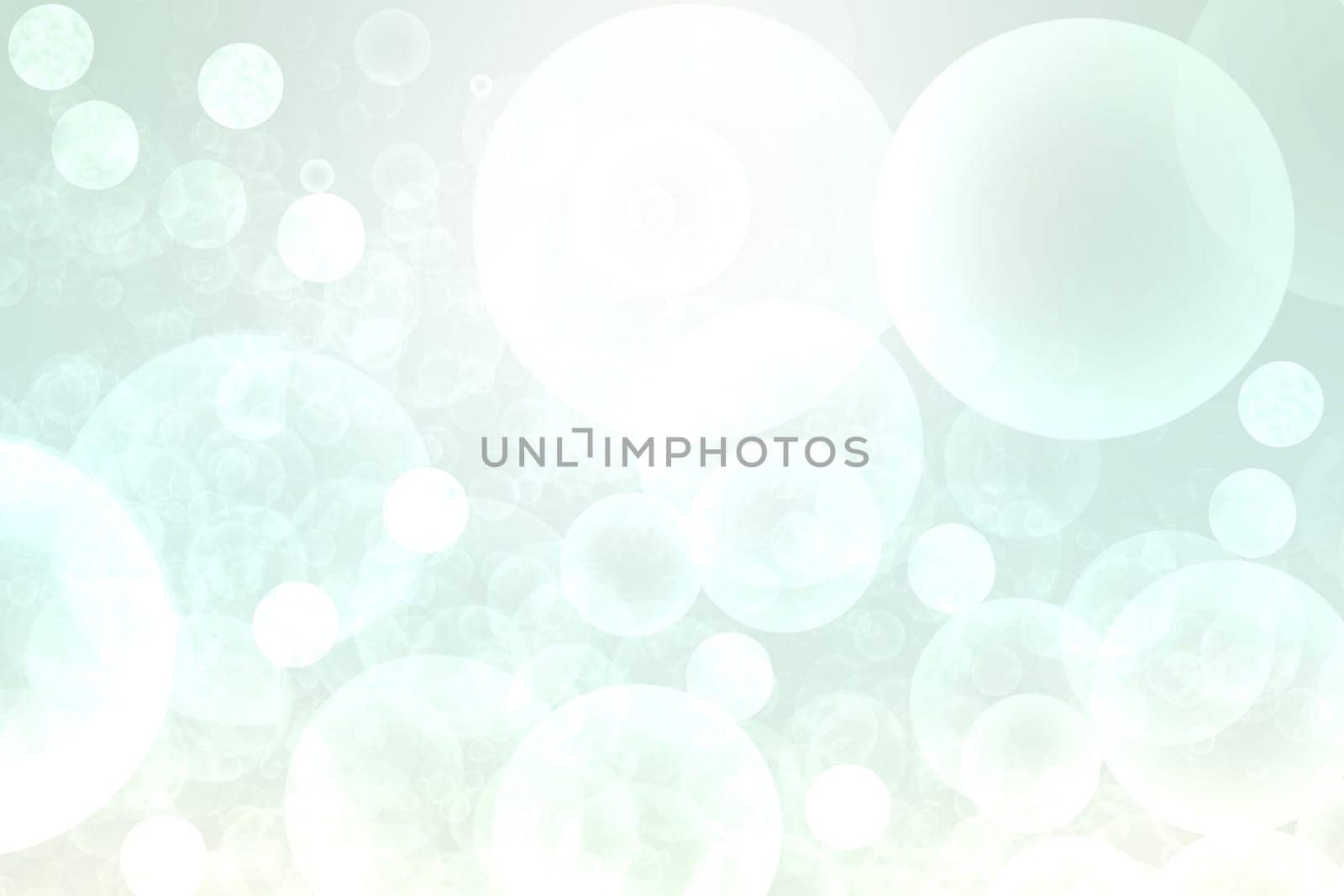 Abstract blurred fresh vivid spring summer light delicate pastel turquoise green bokeh background texture with bright circular soft color lights. Beautiful backdrop illustration.
