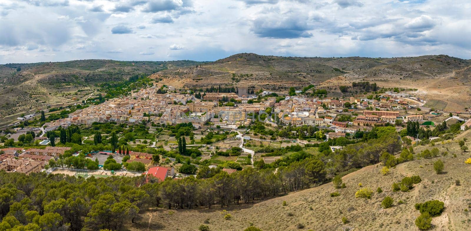 Panoramic aerial view of Pastrana, Guadalajara province Spain, One of the Beautiful Towns