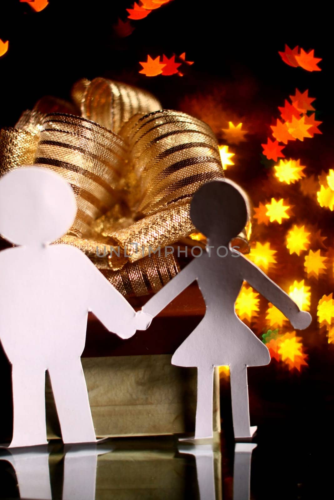 holiday family and the big golden gift