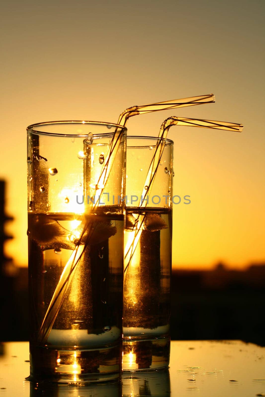 fresh clean cold water in the glass