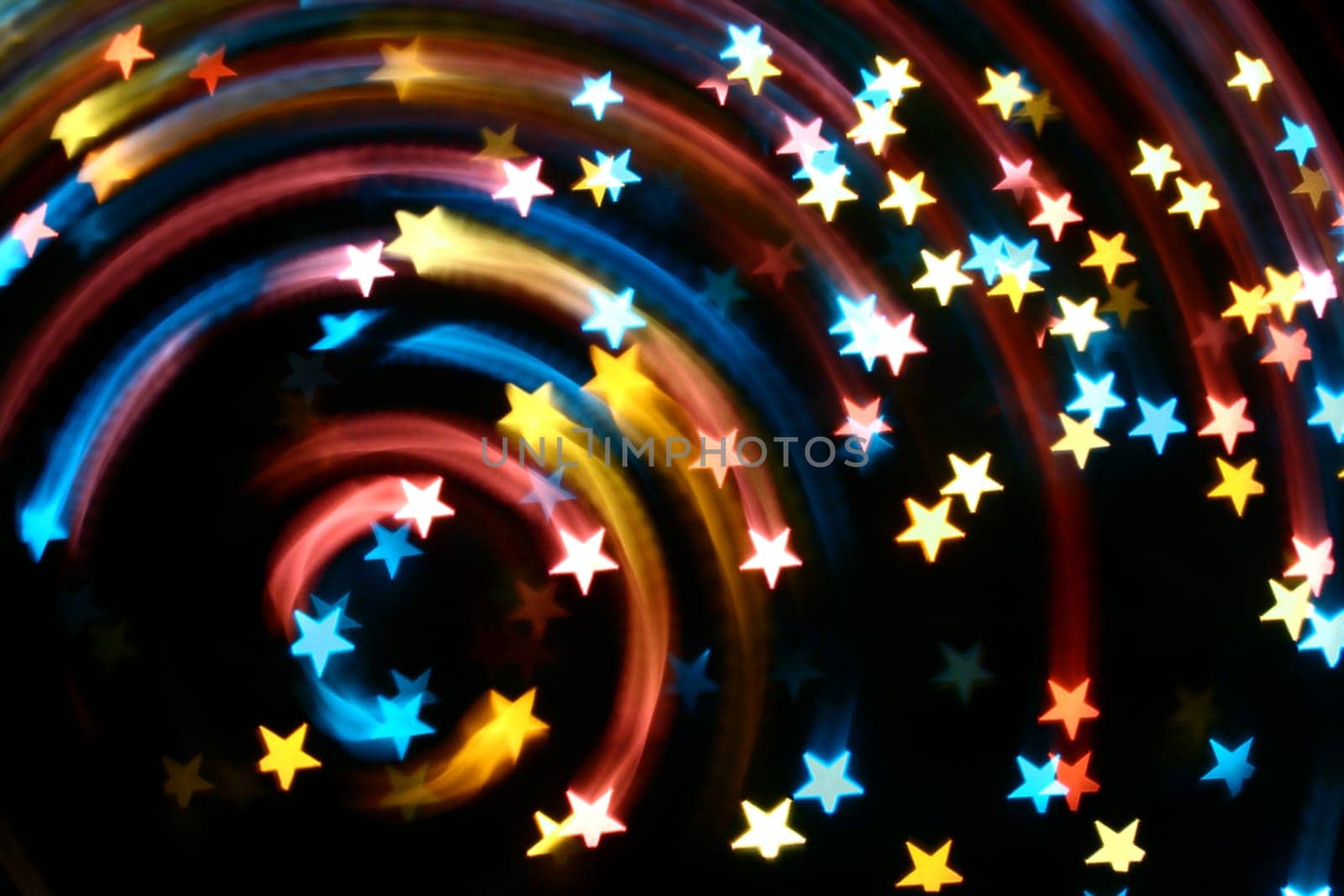 abstract disco colored stars - blurred motion background