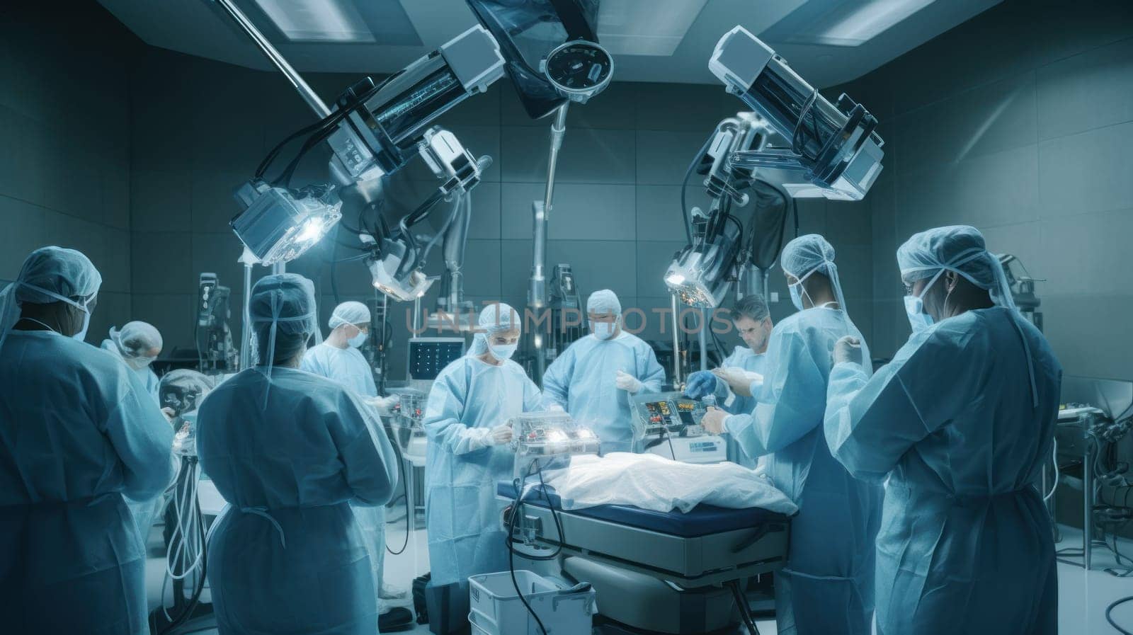 A group of doctors standing around a hospital bed