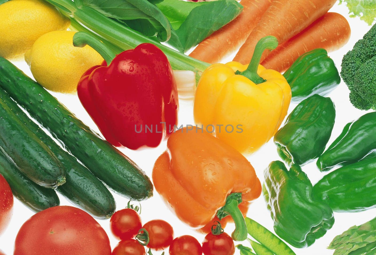 Set of fruits isolated over light background